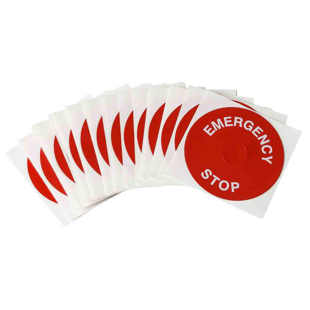 Product image for EMERGENCY STOP Raised Panel Labels, 3.50" Dia, Red