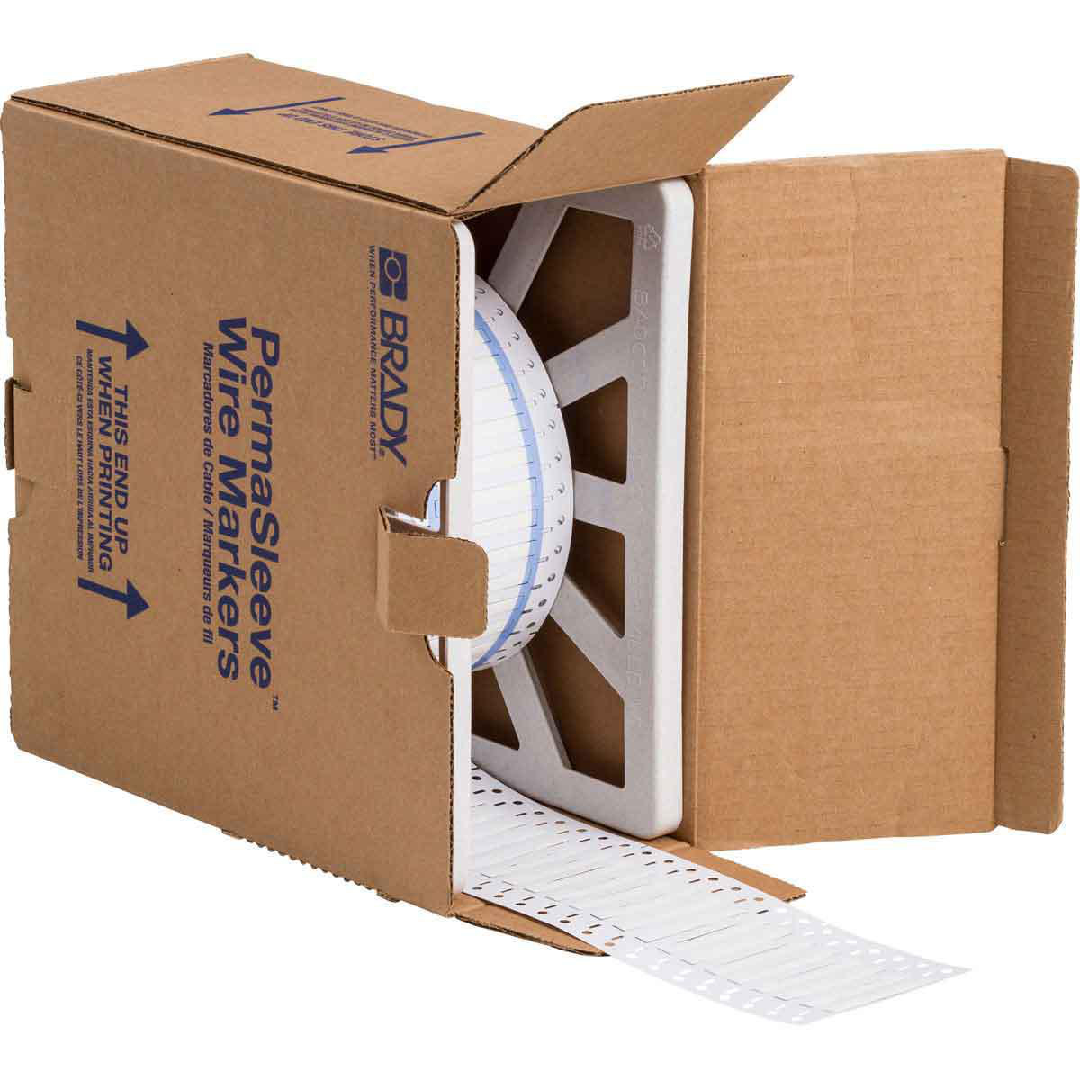 Product image for Double Sided PermaSleeve Polyolefin Wire Marking Sleeves, White, 0.125" Dia x 0.67" W, Roll of 7500 Each