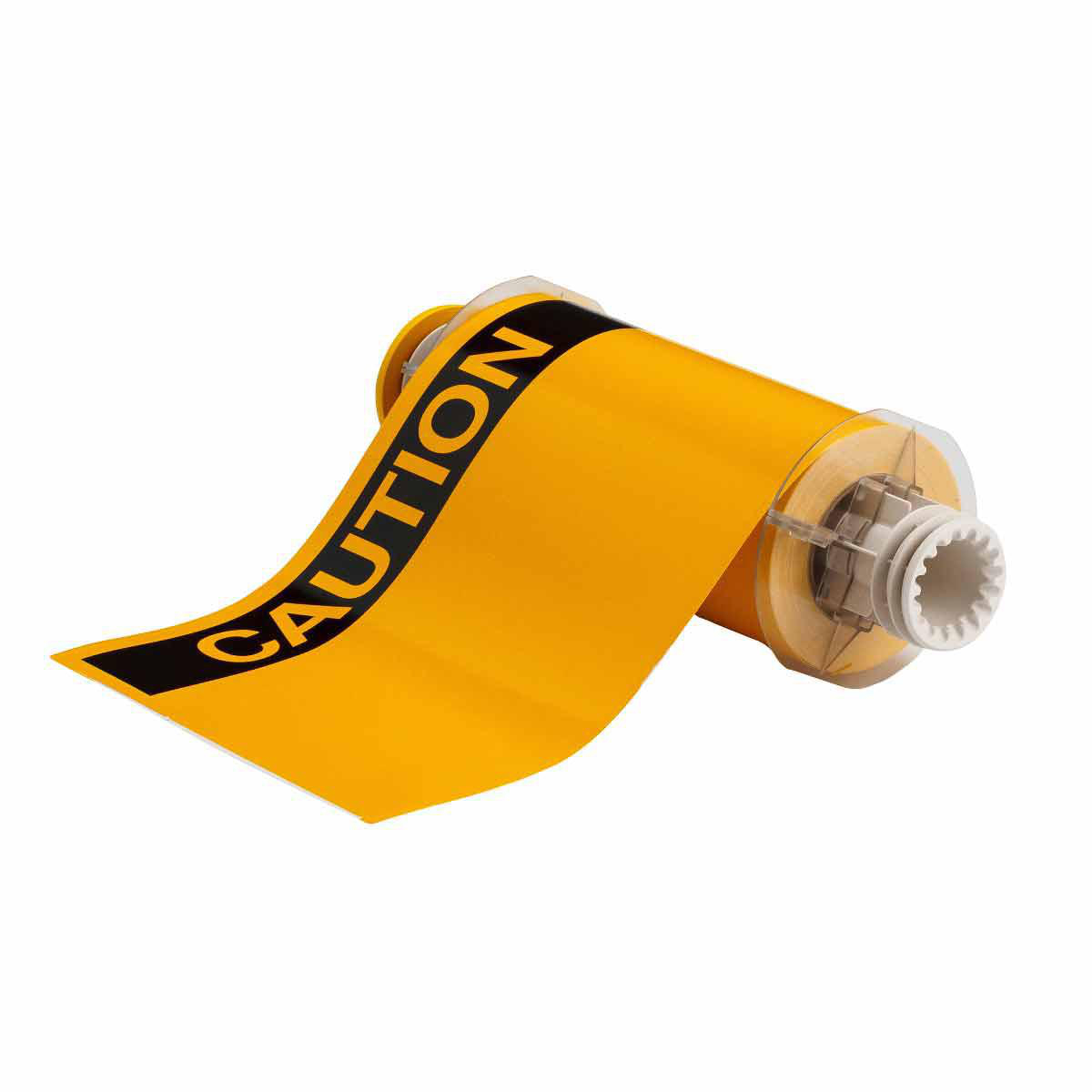 Product image for BBP85 Series Pre-Printed OSHA CAUTION Indoor-Outdoor Vinyl Labels, 7" H x 10" W, Black on Yellow, Roll of 60 Labels