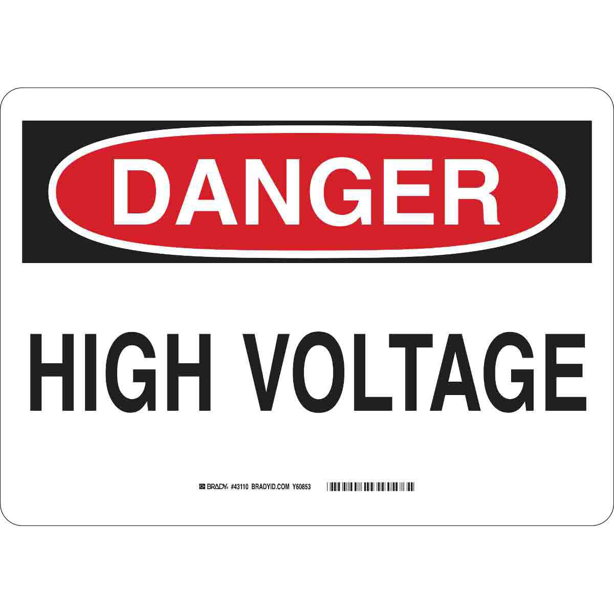 Product image for Sign admittance DANGER HIGH VOLTAGE aluminium 7x10"