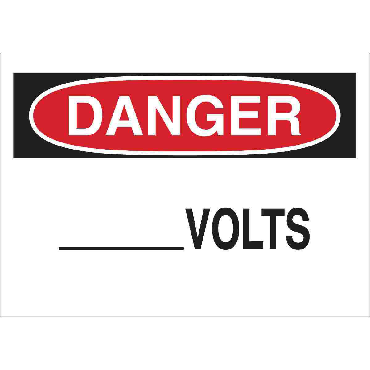 Product image for DANGER___ Volts Sign, 7" H x 10" W x 0.1" D, Fiberglass