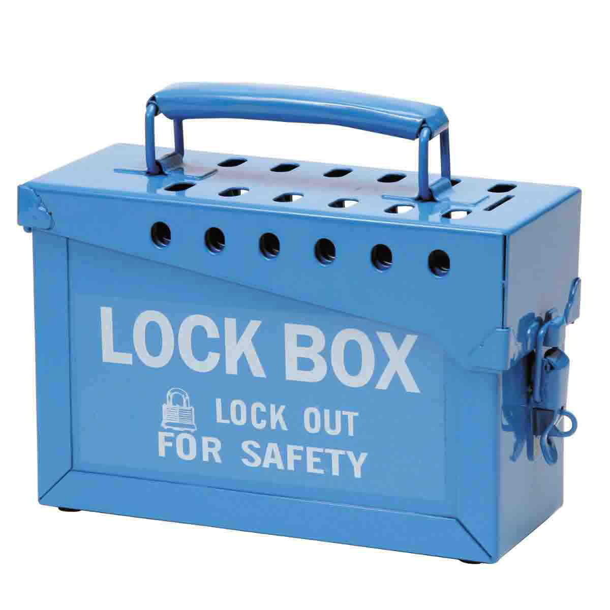 Product image for Portable Metal Group Lockout Box, Blue, 40 Lock Capacity