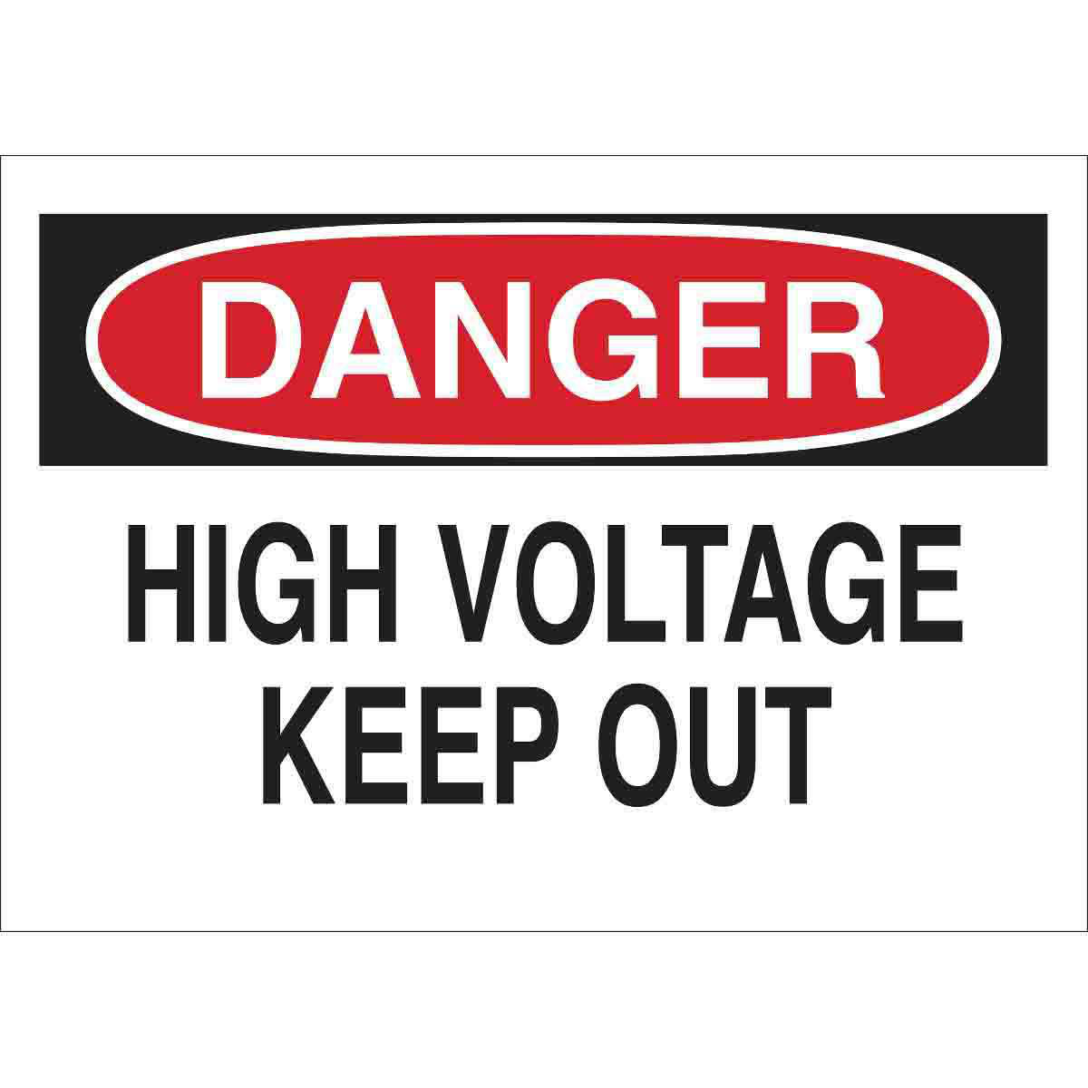 Product image for DANGER High Voltage Keep Out Sign, 7" H x 10" W x 0.035" D, Aluminum