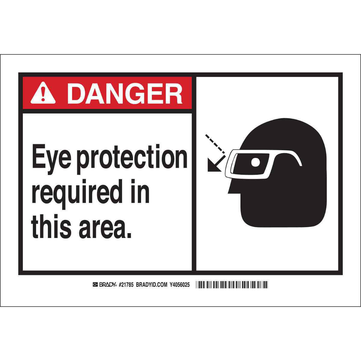 Product image for DANGER Eye Protection Required In This Area. Sign, 7" H x 10" W x 0.006" D, Polyester