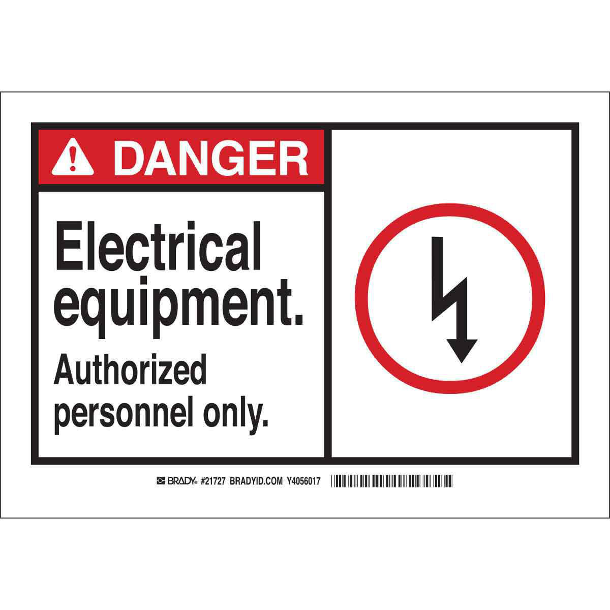 Product image for DANGER Electrical Equipment. Authorized Personnel Only. Sign, 3.5" H x 5" W x 0.006" D, Polyester