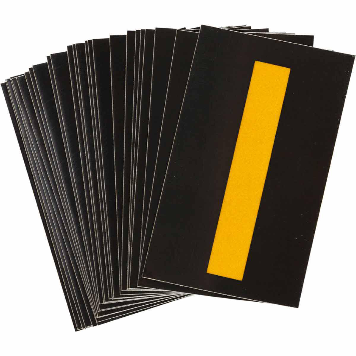 Product image for 5000 Series Reflective Number and Letter Labels, 2.875" H x 1.75" W, Pack of 25 Labels, Yellow on Black, I