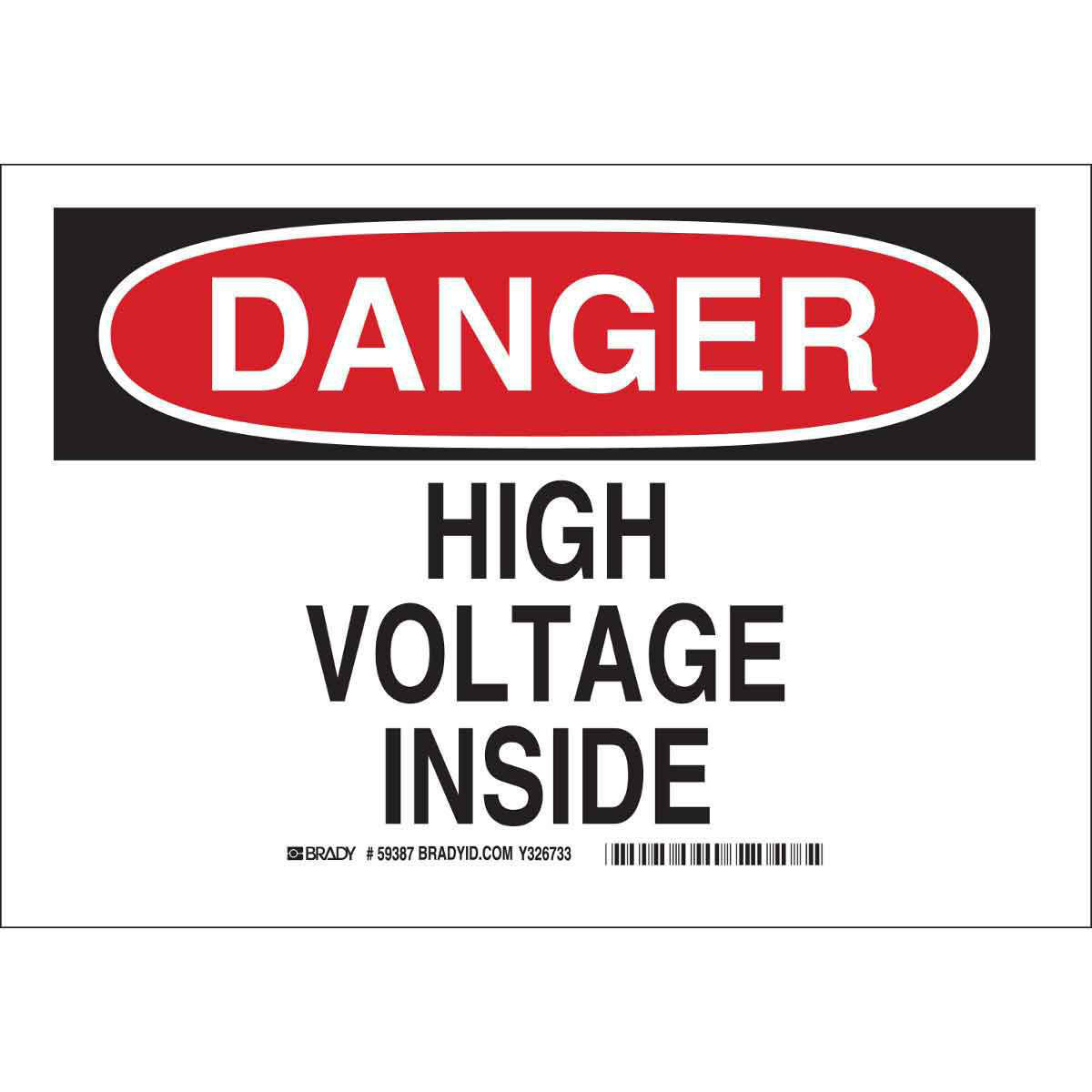 Product image for DANGER High Voltage Inside Sign, 7" H x 10" W x 0.006" D, Polyester