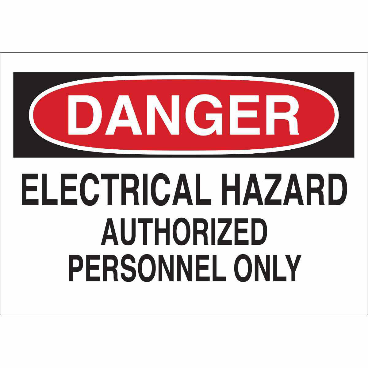 Product image for DANGER Electrical Hazard Authorized Personnel Only Sign, 10" H x 14" W x 0.1" D, Fiberglass