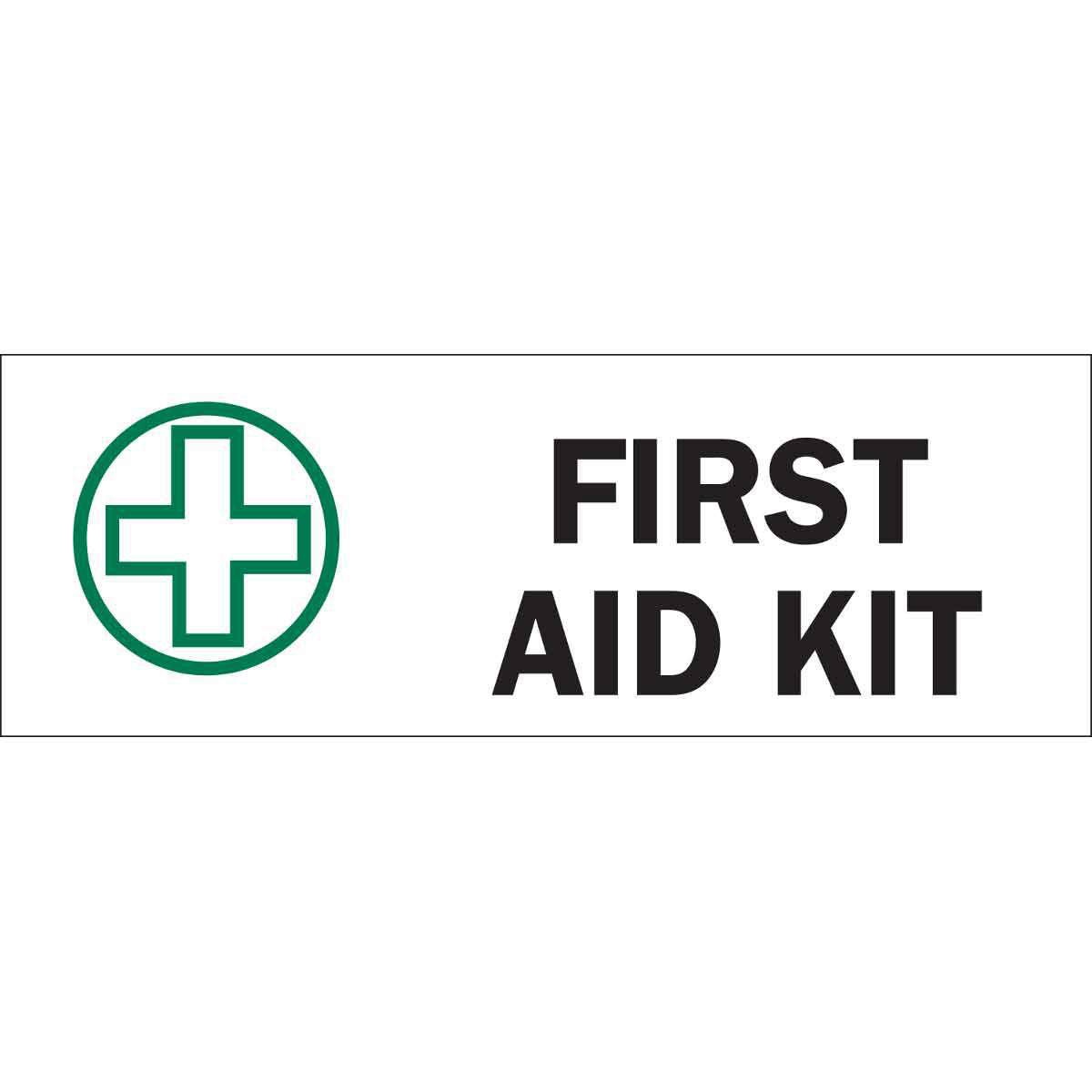 Product image for Sign FIRST AID KIT polyester self stick 7x10in
