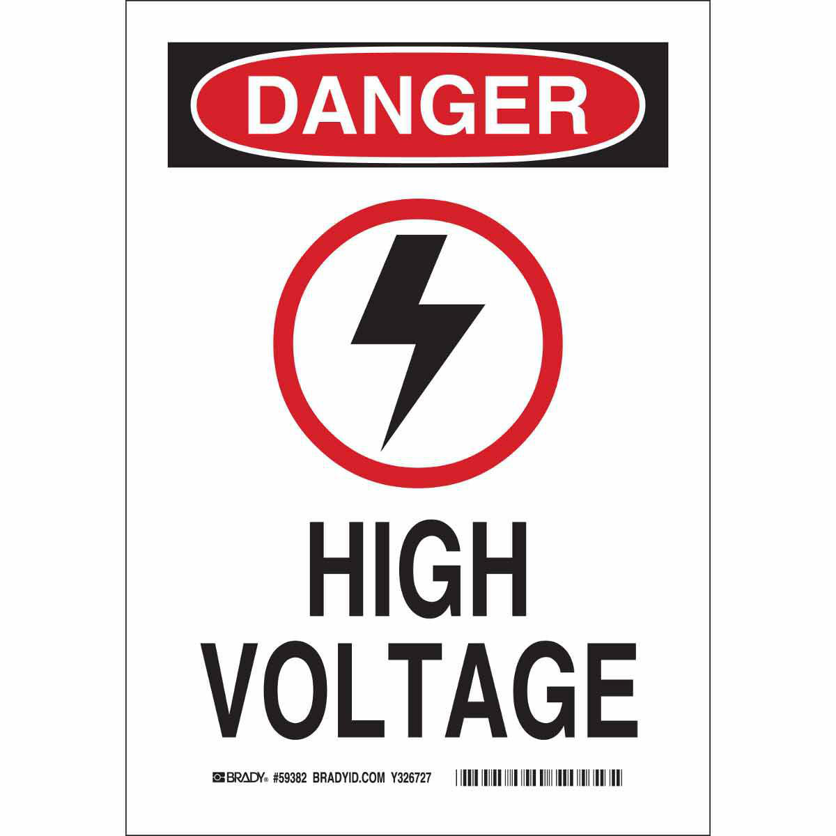Product image for DANGER High Voltage w/Pictogram Sign, 10" H x 7" W x 0.006" D, Polyester