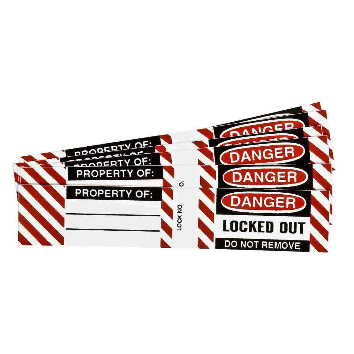 Product image for Label padlock blk/red on white vinyl 3/4x4-1/2in