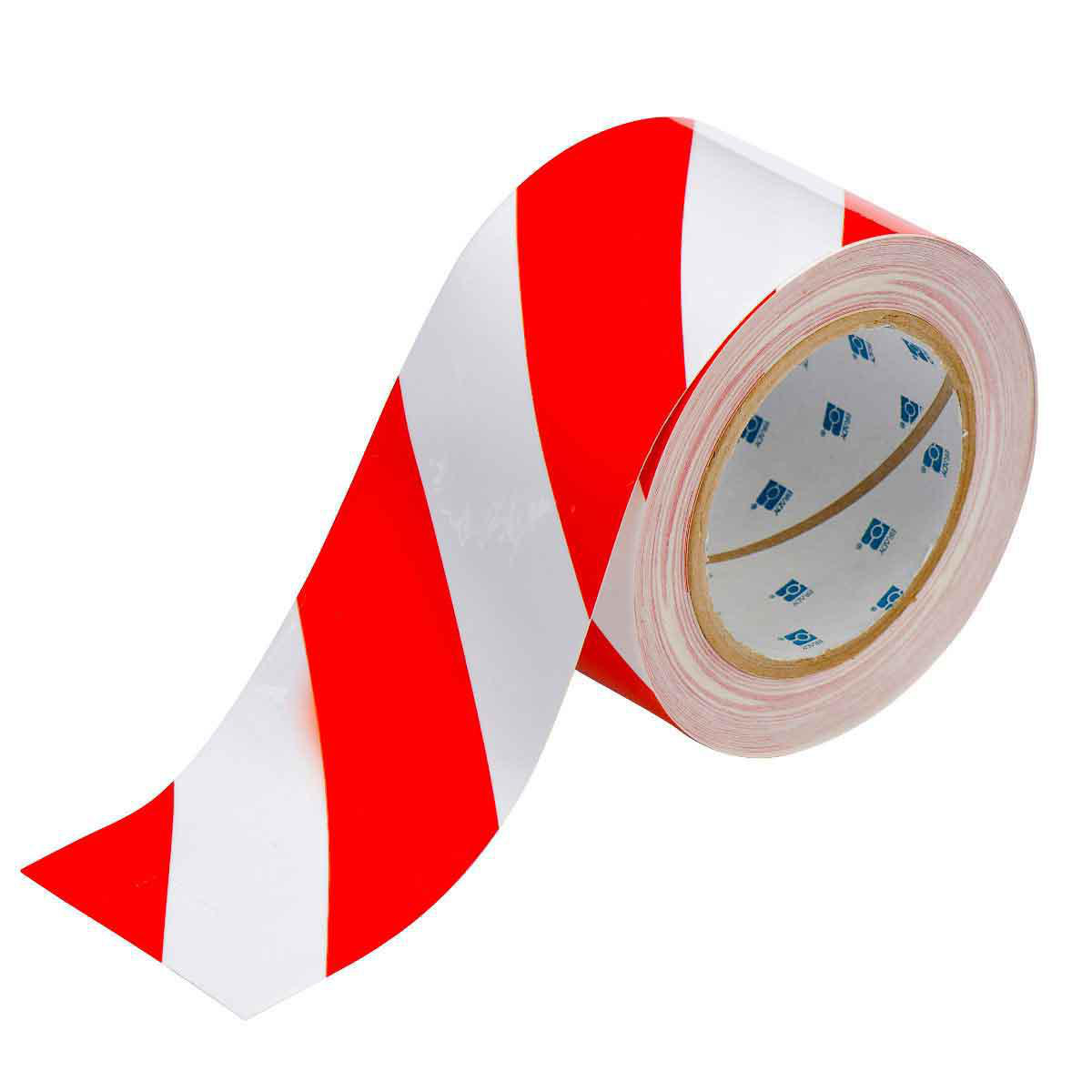 Product image for ToughStripe® Floor Marking Tape Roll - Polyester, Diagonal Stripes, Red on White, 3" x 100'