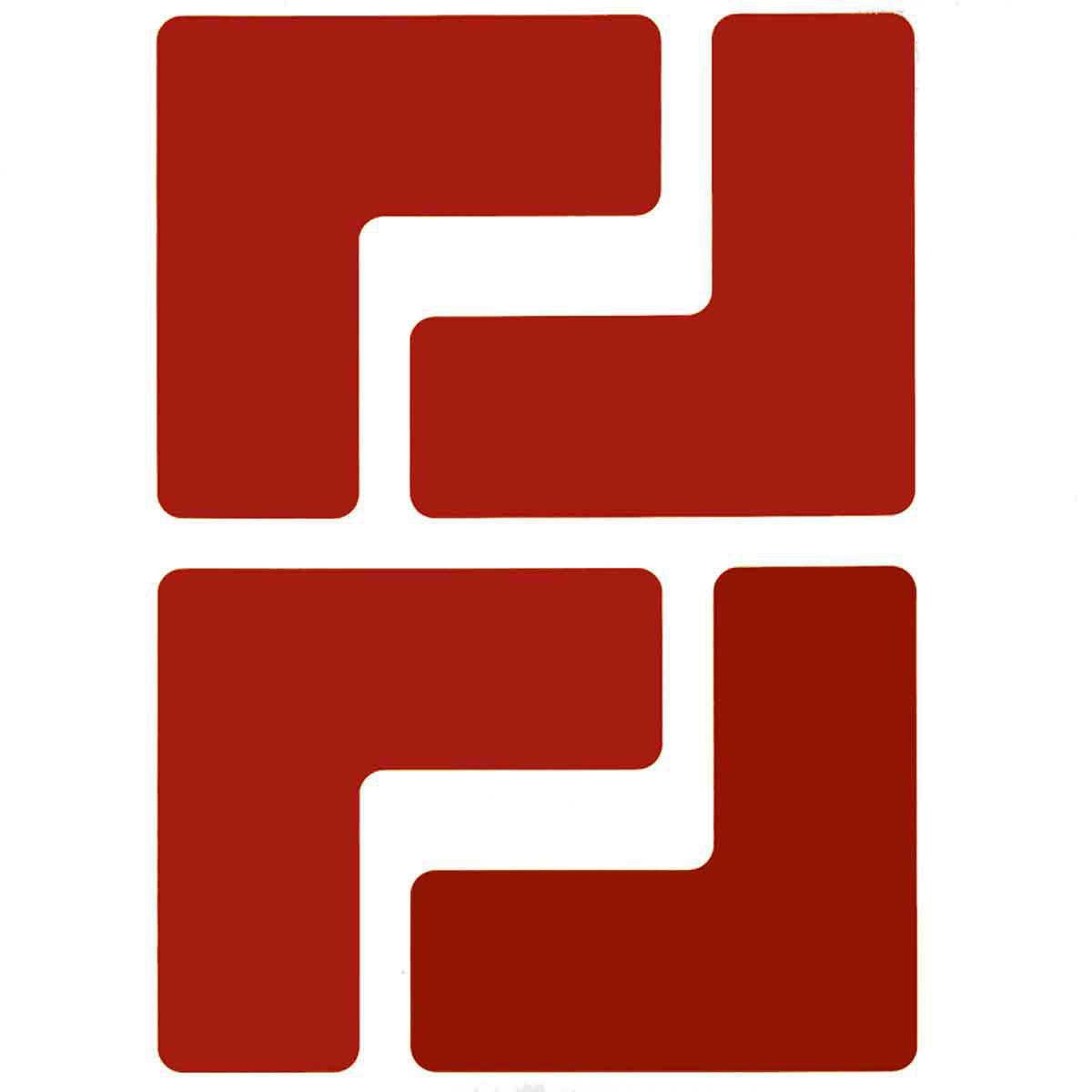 Product image for ToughStripe® Floor Marking Tape L-Shaped Corner Marks - Polyester, Solid Color, Red, 2" x 5"