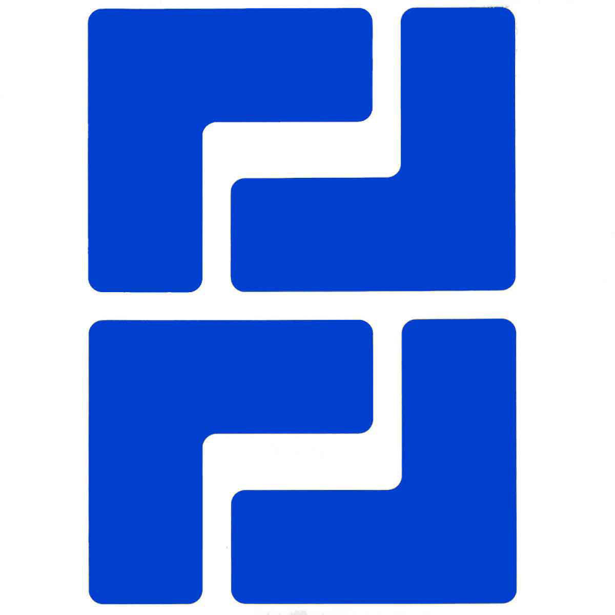 Product image for ToughStripe® Floor Marking Tape L-Shaped Corner Marks - Polyester, Solid Color, Blue, 2" x 5"