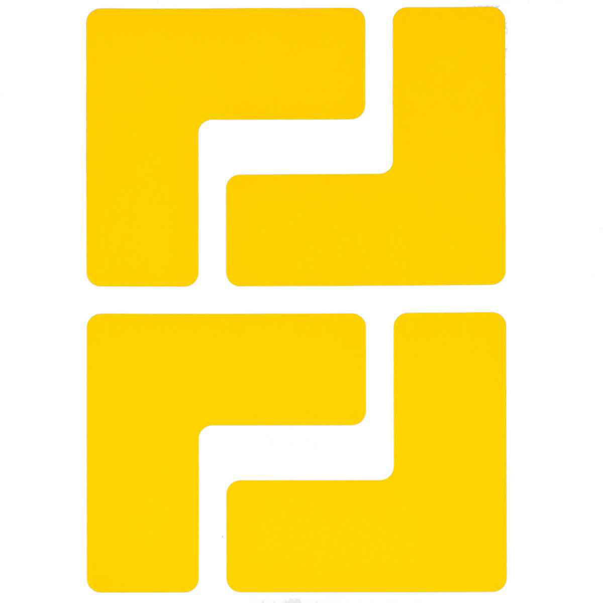 Product image for ToughStripe® Floor Marking Tape L-Shaped Corner Marks - Polyester, Solid Color, Yellow, 2" x 5"