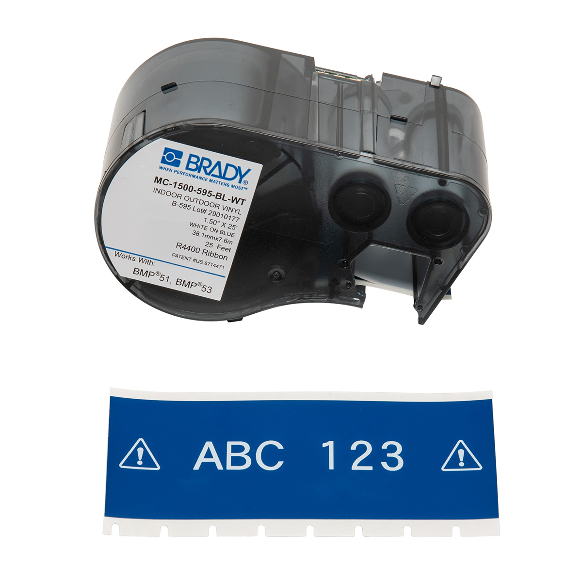Product image for Cartridge label maker vinyl film white on blue