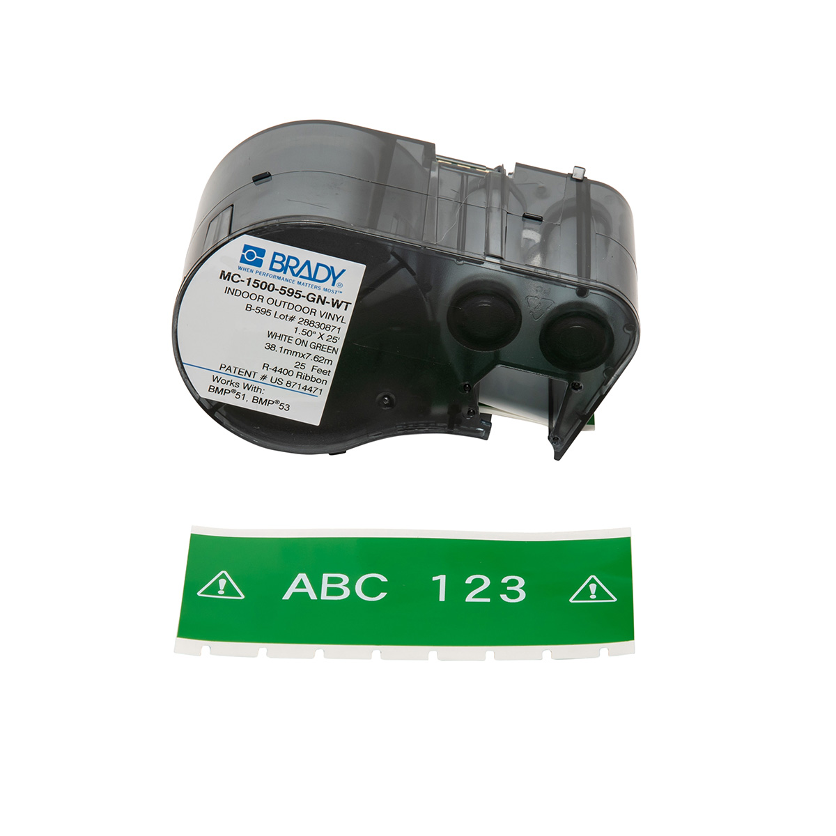 Product image for Cartridge label maker vinyl film white on green