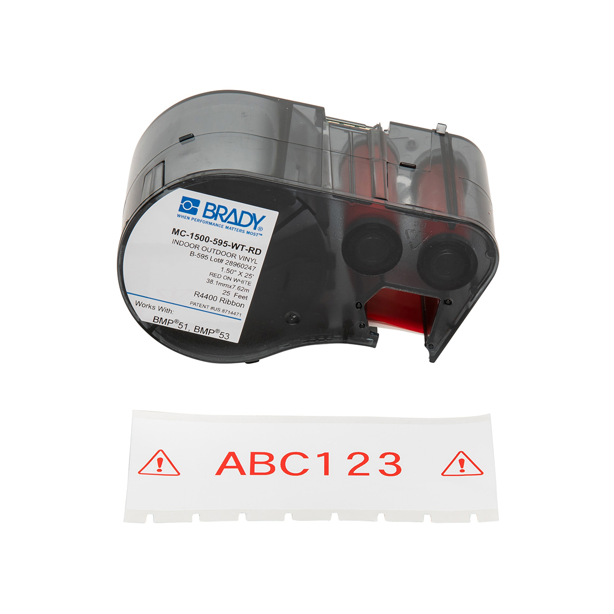 Product image for Cartridge label maker vinyl film red on white