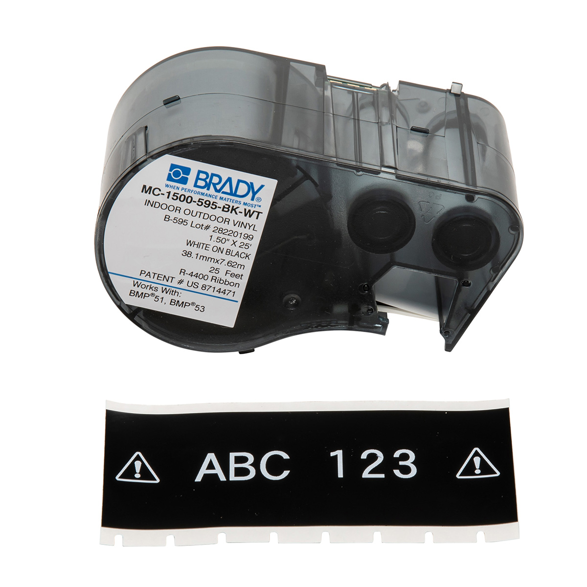 Product image for Label white on black 1.5inx25ft