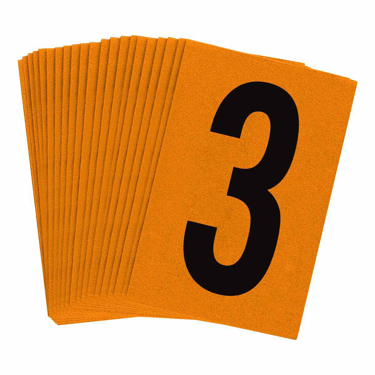 Product image for Bradylite Reflective Number: Black on Orange, 1", 3, 1.5" H x 1" W, Pack of 25 Labels, Black on Orange, 3