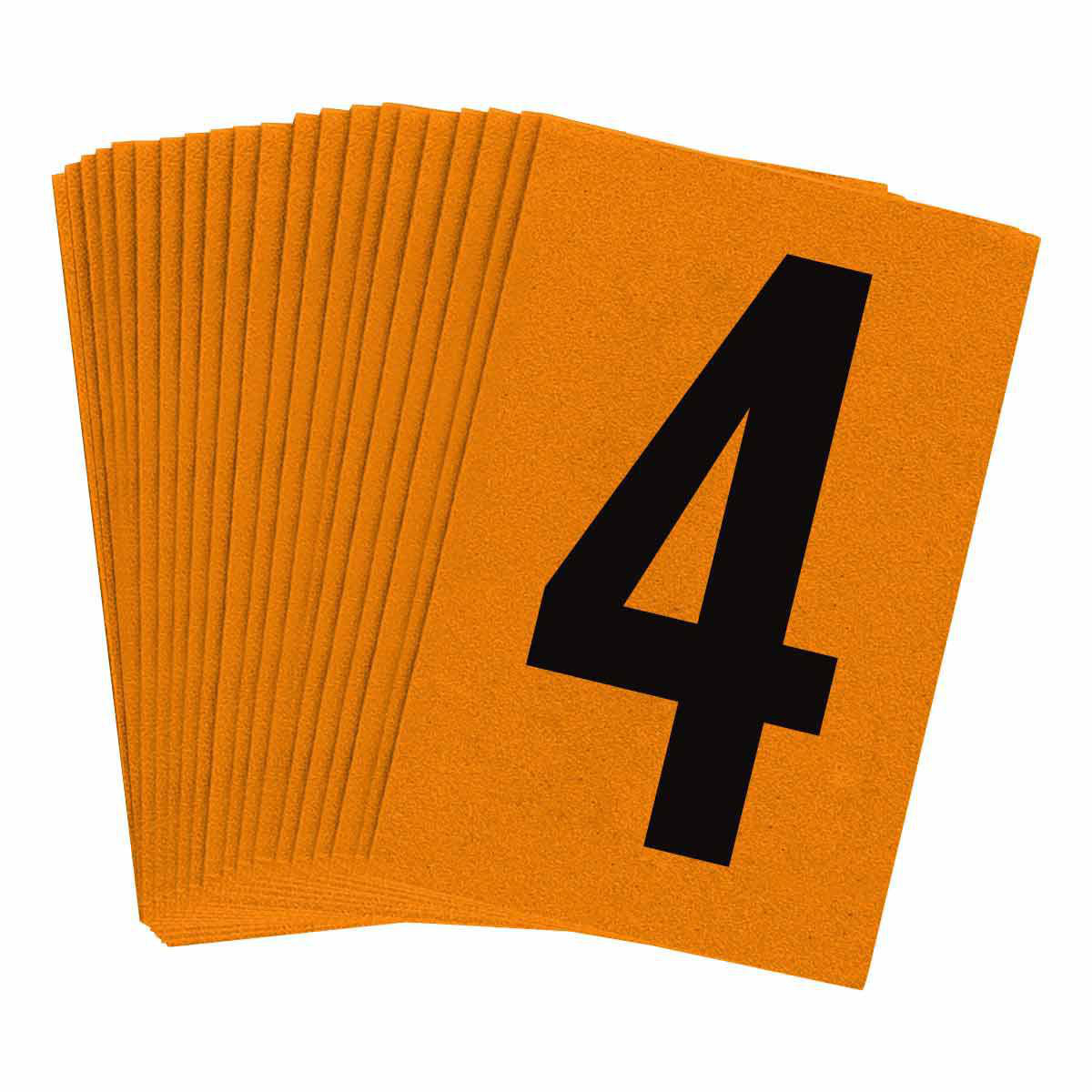 Product image for 5910 Series Reflective Number and Letter Labels, 1.5" H x 1" W, Pack of 25 Labels, Black on Orange, 4
