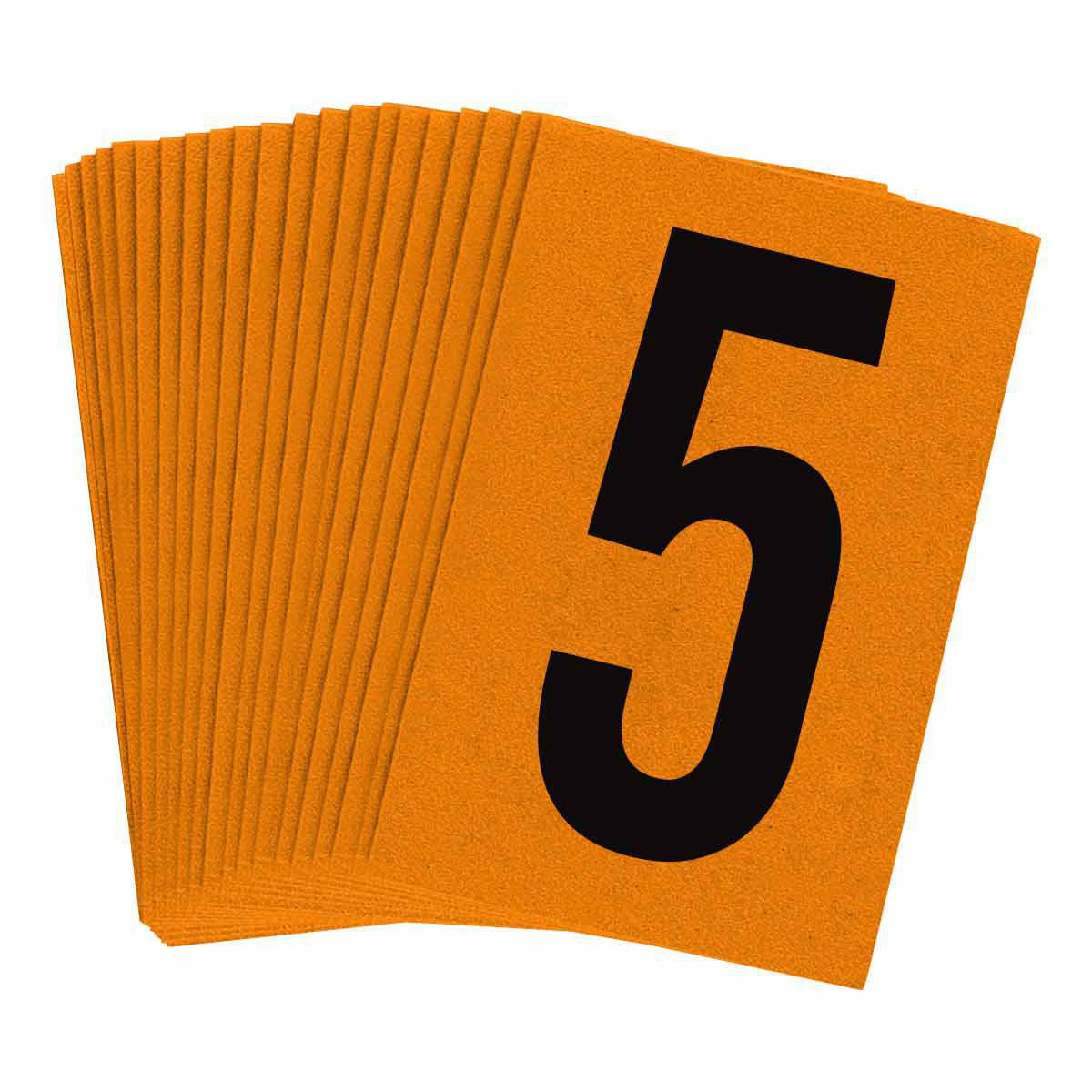 Product image for 5910 Series Reflective Number and Letter Labels, 1.5" H x 1" W, Pack of 25 Labels, Black on Orange, 5