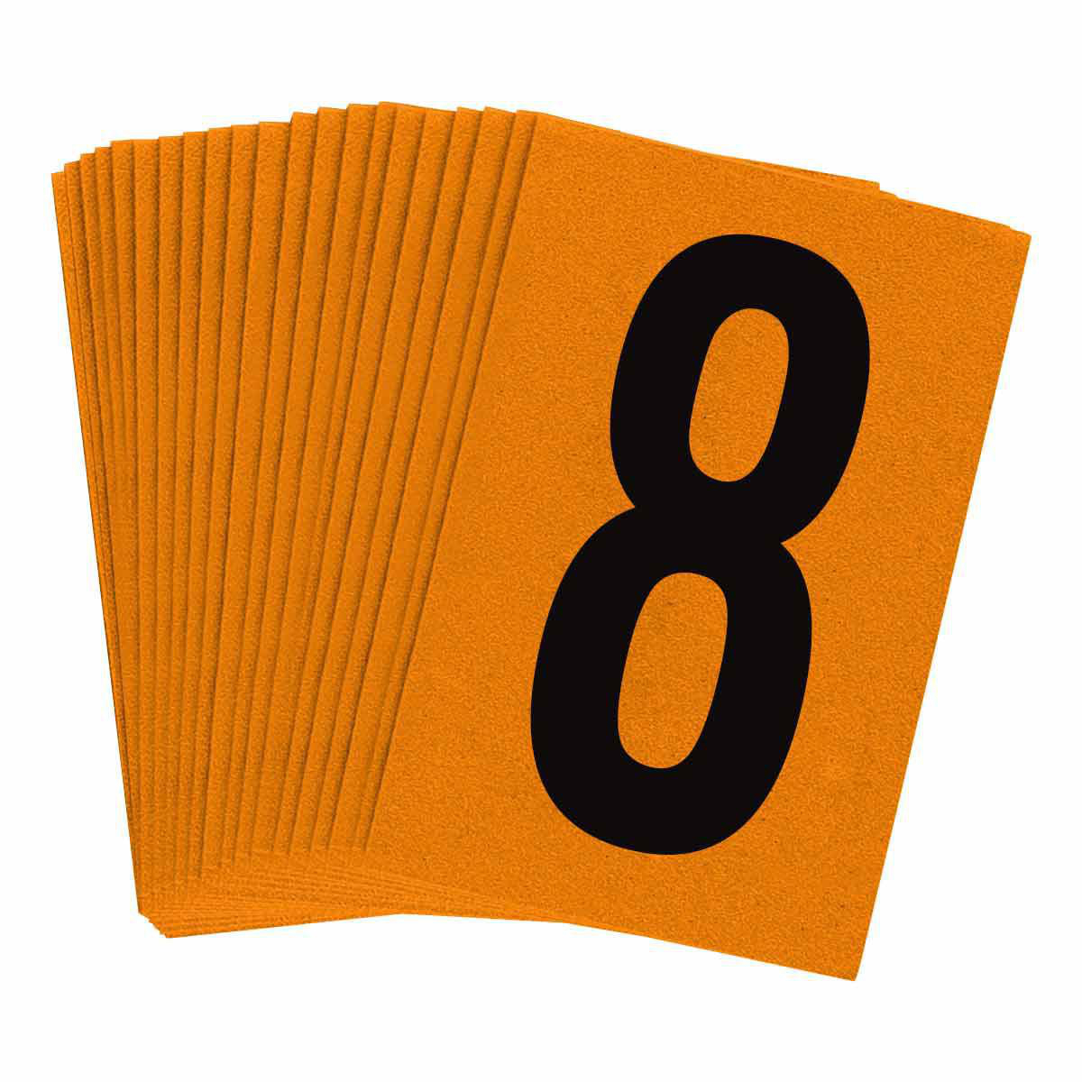 Product image for 5910 Series Reflective Number and Letter Labels, 1.5" H x 1" W, Pack of 25 Labels, Black on Orange, 8