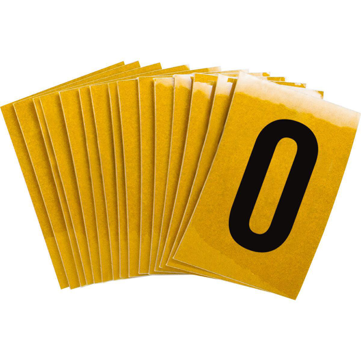 Product image for 5920 Reflective Number and Letter Labels, 1.5" H x 1" W, Pack of 25 Labels, Black on Yellow, 0