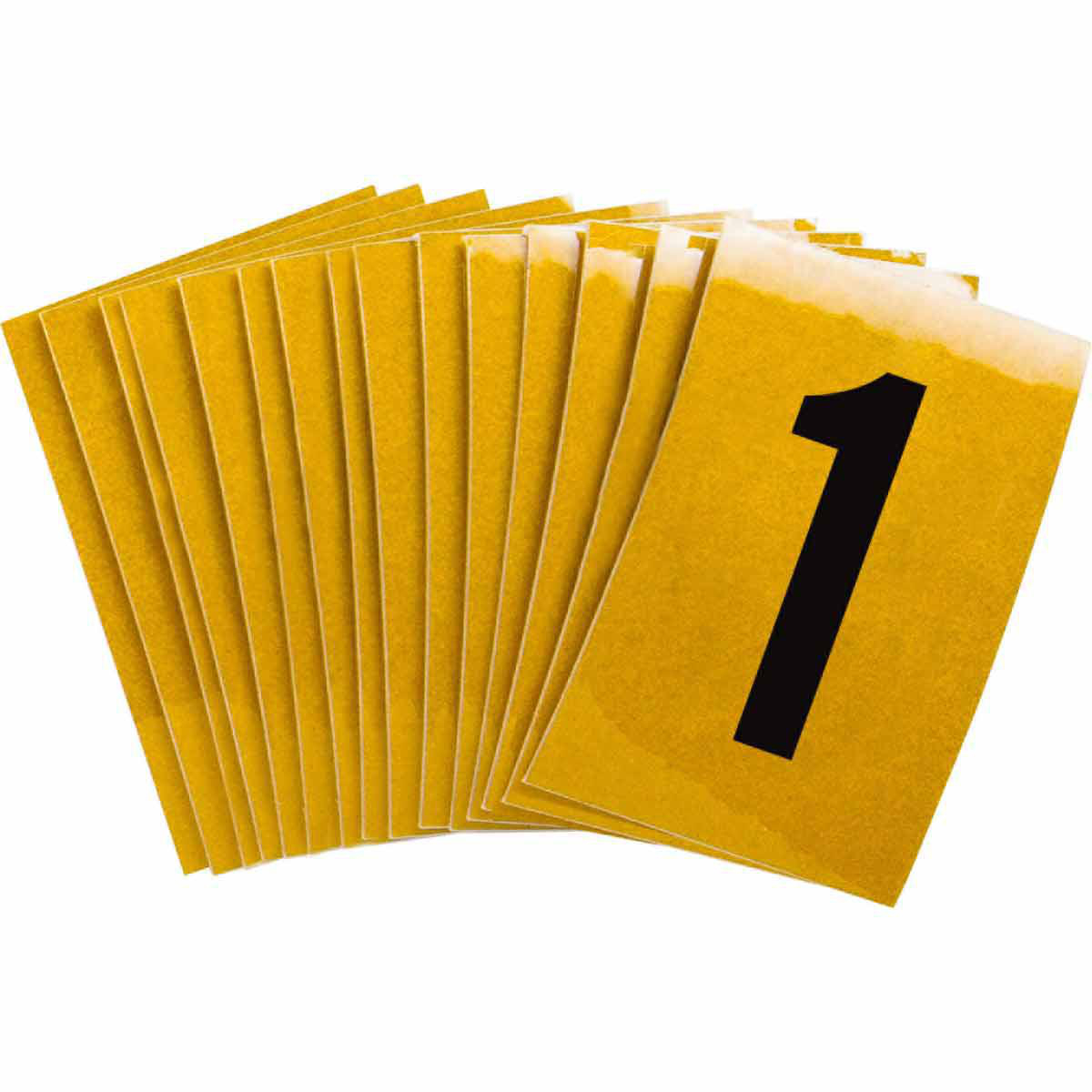 Product image for 5920 Reflective Number and Letter Labels, 1.5" H x 1" W, Pack of 25 Labels, Black on Yellow, 1