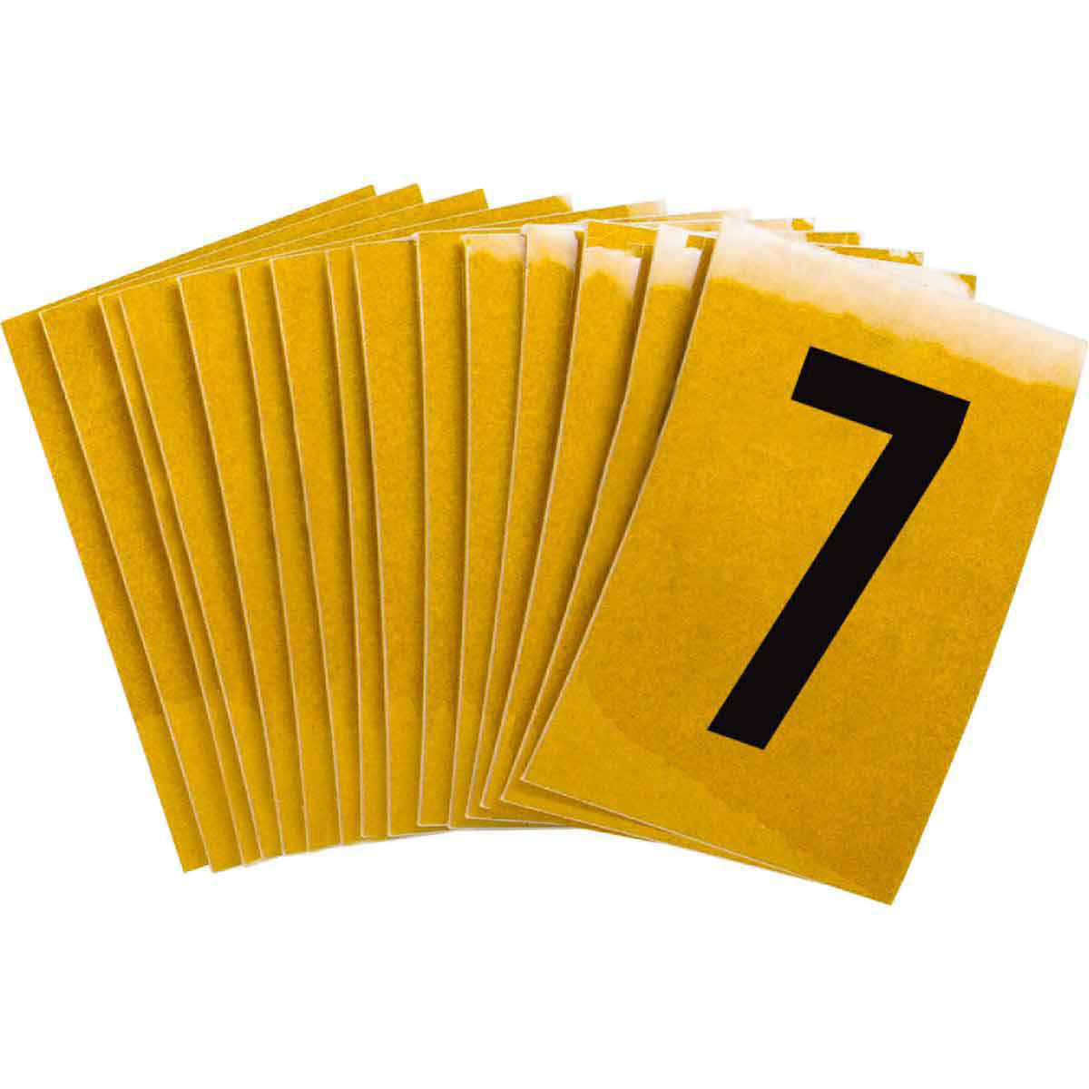Product image for 5920 Reflective Number and Letter Labels, 1.5" H x 1" W, Pack of 25 Labels, Black on Yellow, 7