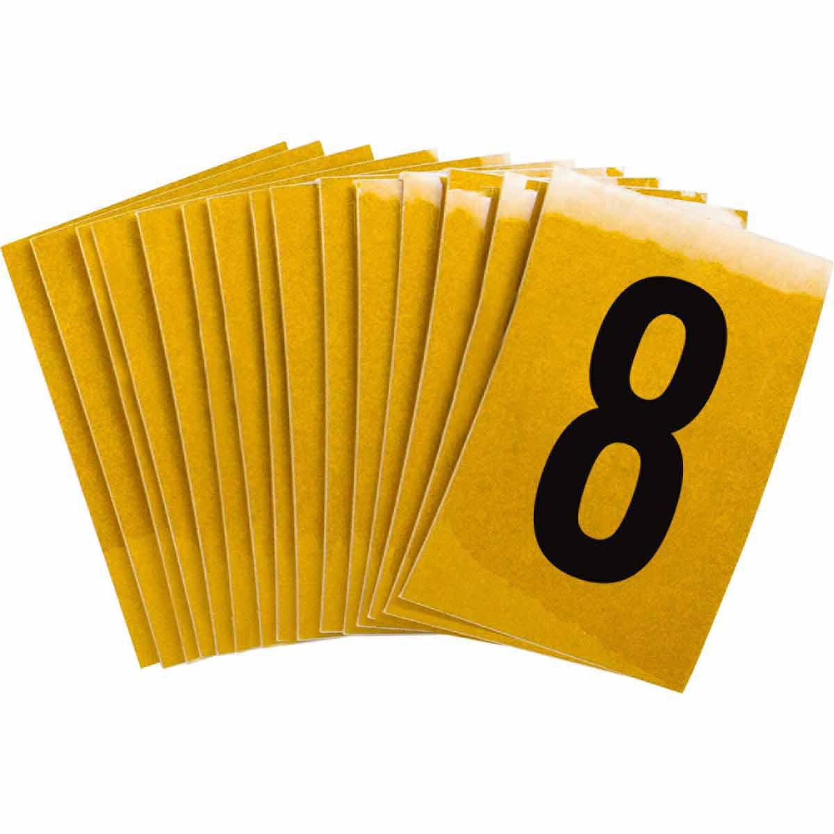 Product image for 5920 Reflective Number and Letter Labels, 1.5" H x 1" W, Pack of 25 Labels, Black on Yellow, 8