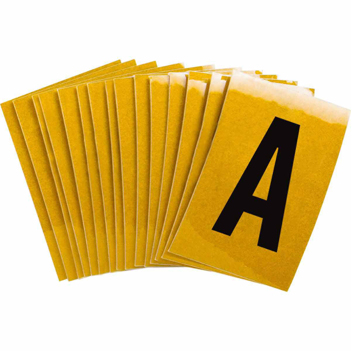 Product image for 5920 Reflective Number and Letter Labels, 1.5" H x 1" W, Pack of 25 Labels, Black on Yellow, A