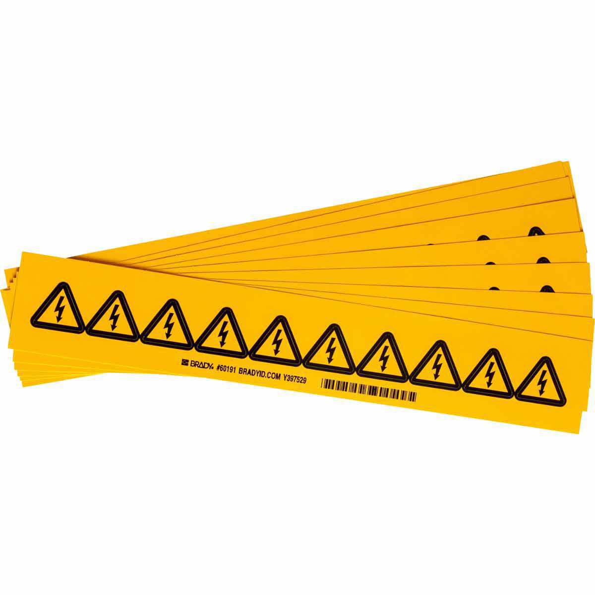 Product image for Warning Labels: Vinyl, Black on Yellow, 1" H x 1" W, Quantity per Card or Sheet 10