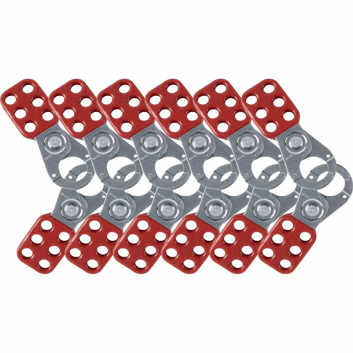 Product image for Lockout hasp viyl-coated steel red 1in dia jaws