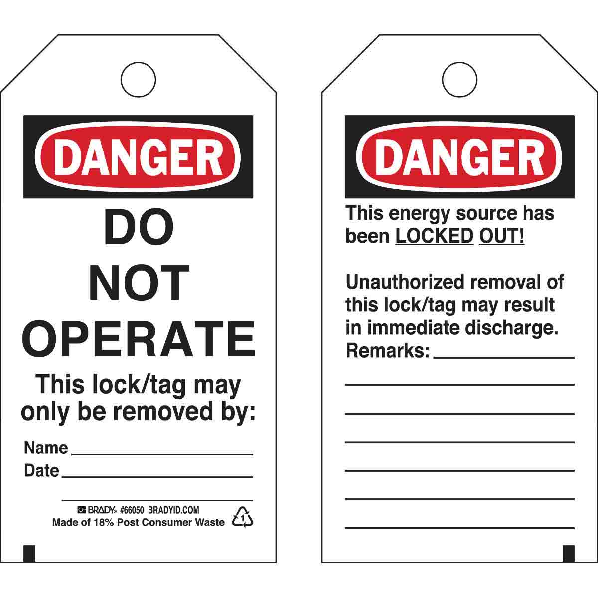 Product image for Tag DANGER polyester 5-1/2x3in