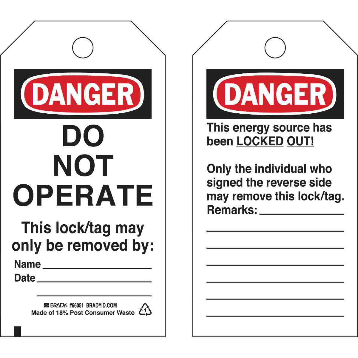 Product image for Tag DANGER polyester 5-3/4x3in