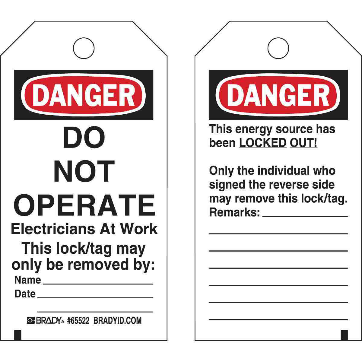 Product image for Tag DANGER polyester 5-1/2x3in