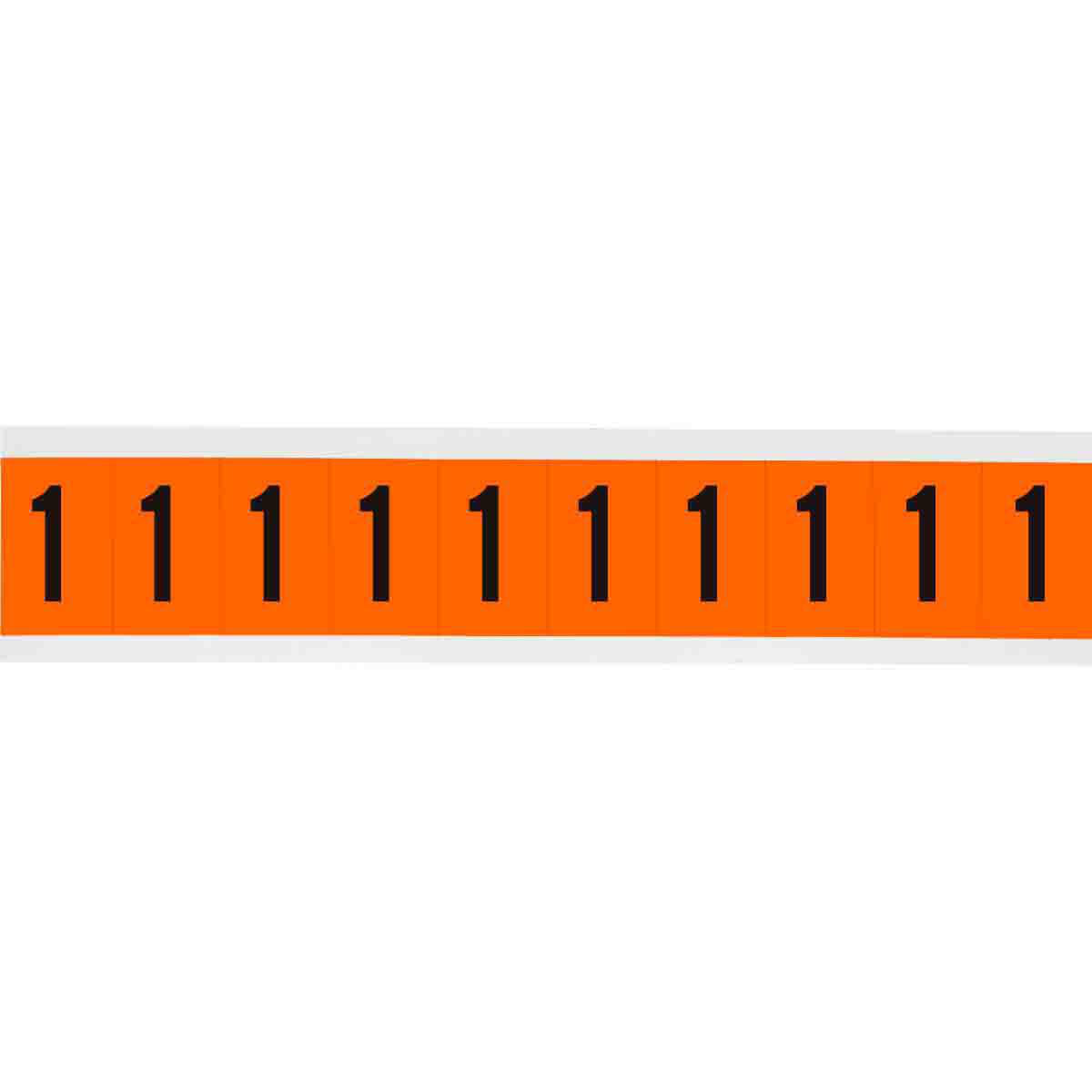 Product image for Outdoor Utility Pressure Sensitive Vinyl Number Labels - 1.938" H, Black on Orange, 1