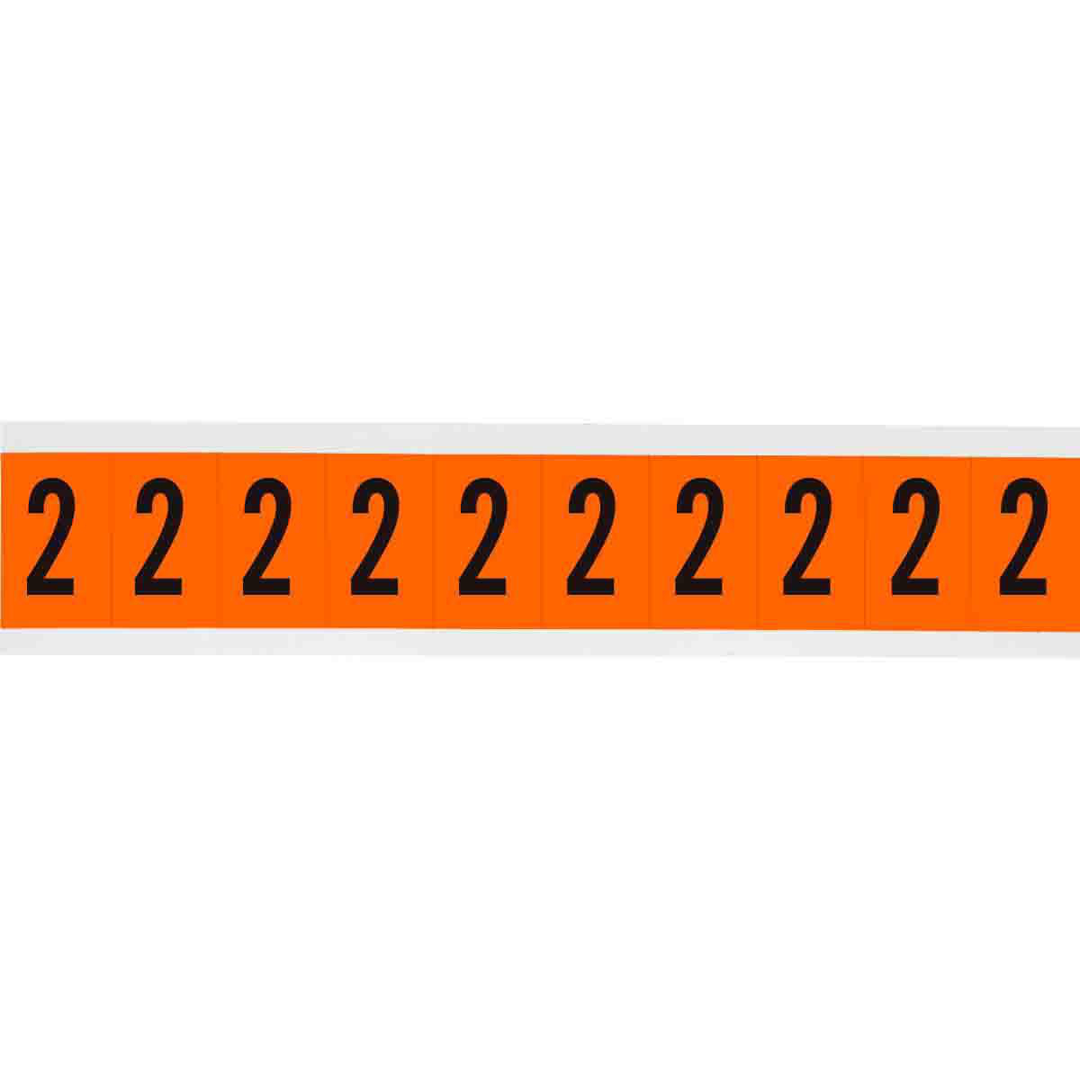 Product image for Outdoor Utility Pressure Sensitive Vinyl Number Labels - 1.938" H, Black on Orange, 2
