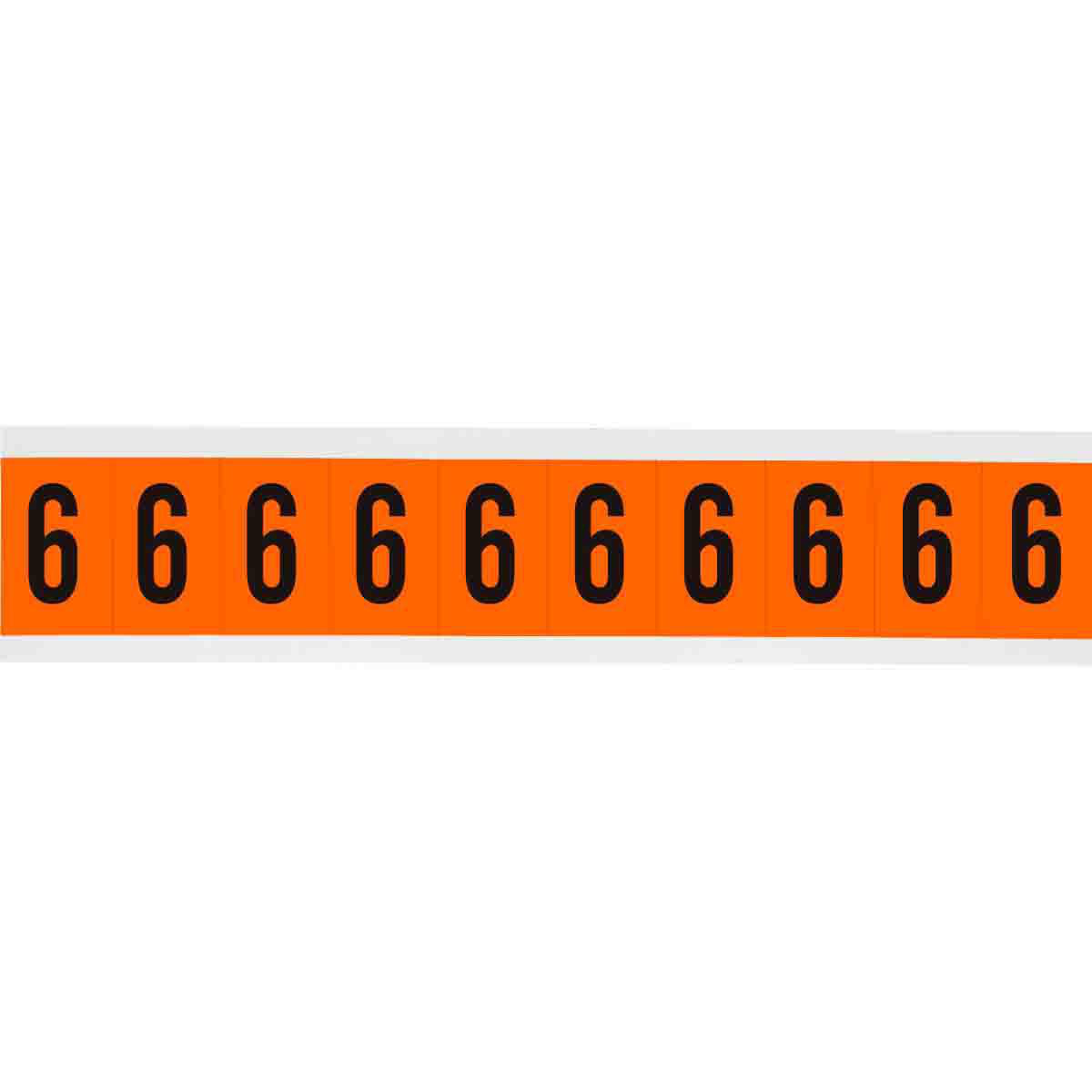 Product image for Outdoor Utility Pressure Sensitive Vinyl Number Labels - 1.938" H, Black on Orange, 6