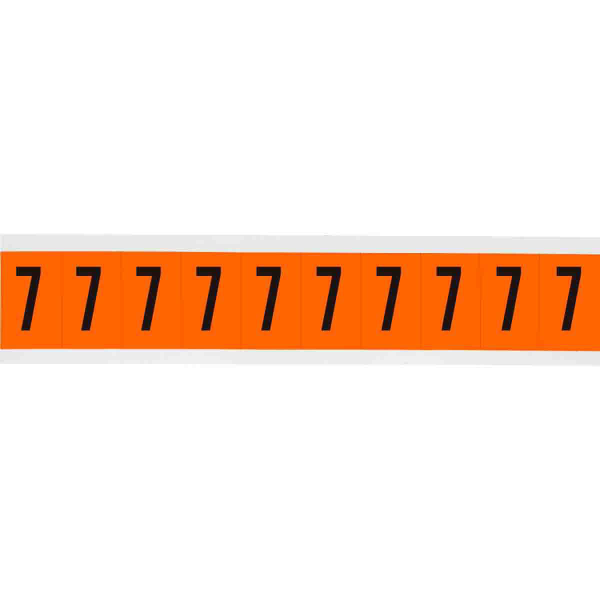 Product image for Outdoor Utility Pressure Sensitive Vinyl Number Labels - 1.938" H, Black on Orange, 7