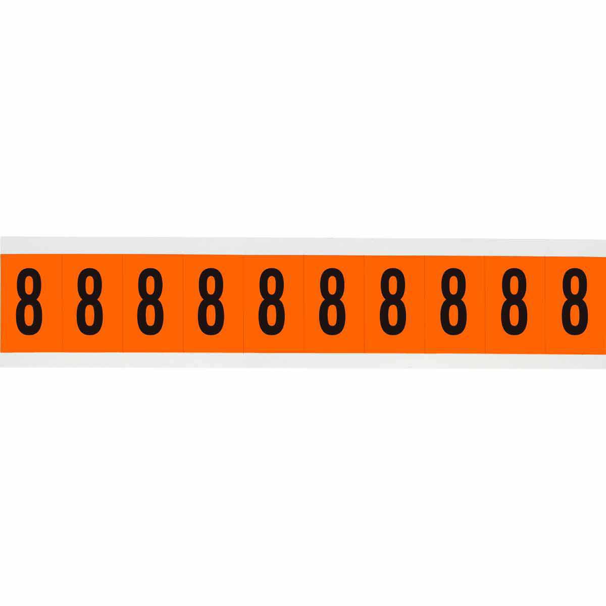 Product image for Outdoor Utility Pressure Sensitive Vinyl Number Labels - 1.938" H, Black on Orange, 8