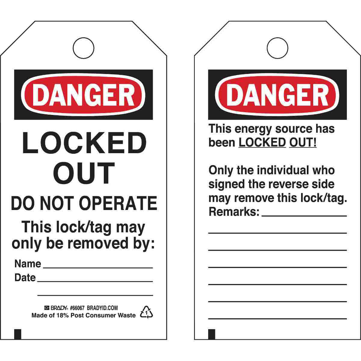 Product image for Tag DANGER polyester 5-3/4x3in