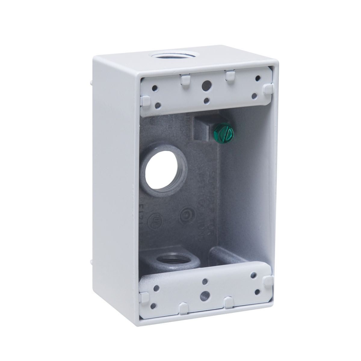 Product image for 1G WP BOX (3) 1/2 IN. OUTLETS - WHITE