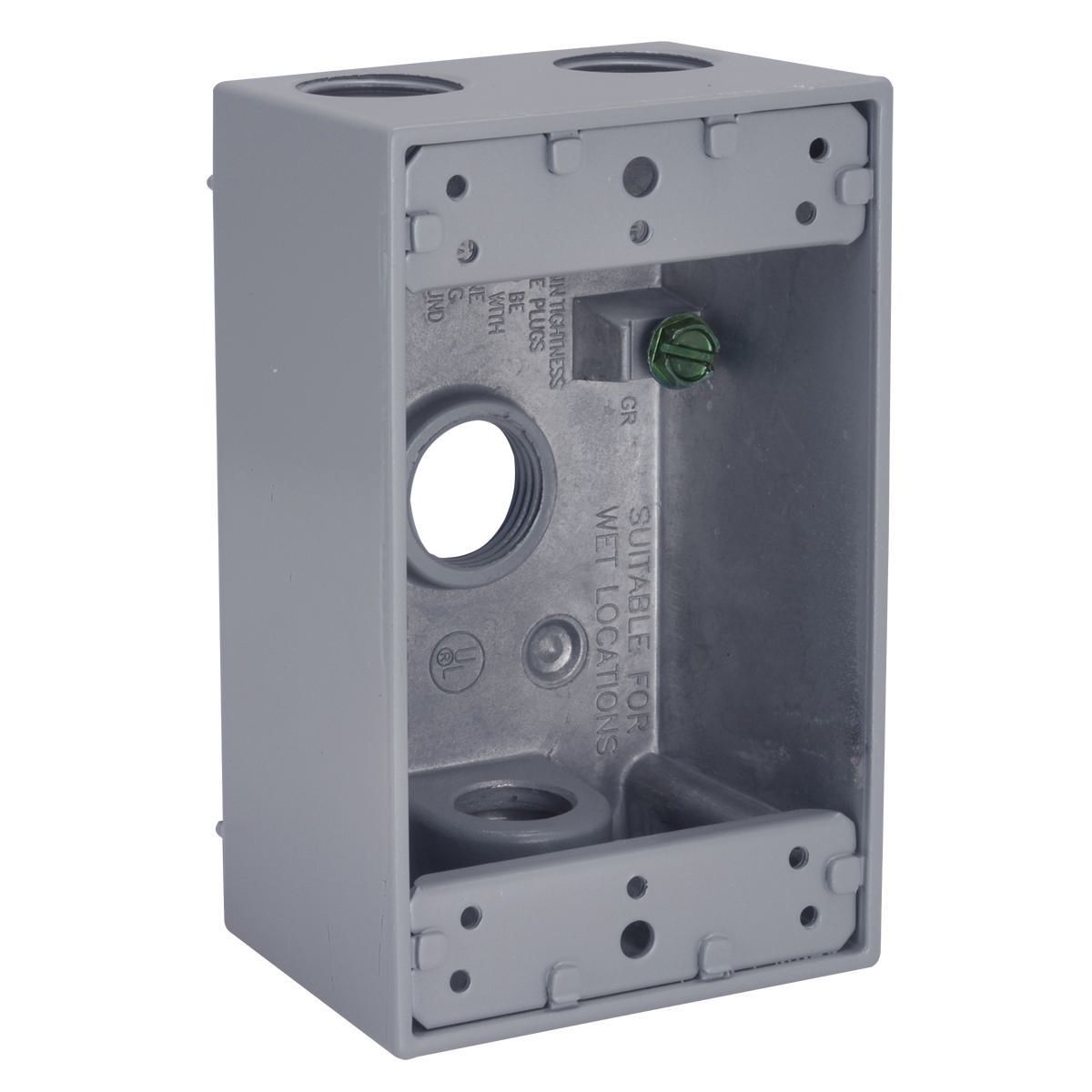 Product image for 1G WP BOX (4) 1/2 IN. OUTLETS - GRAY