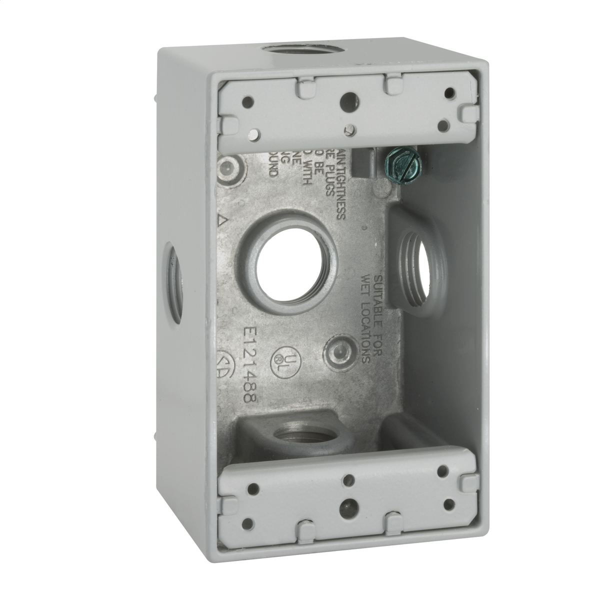 Product image for 1G WP BOX (5)1/2 IN OUTL W/SIDE HLES GRY