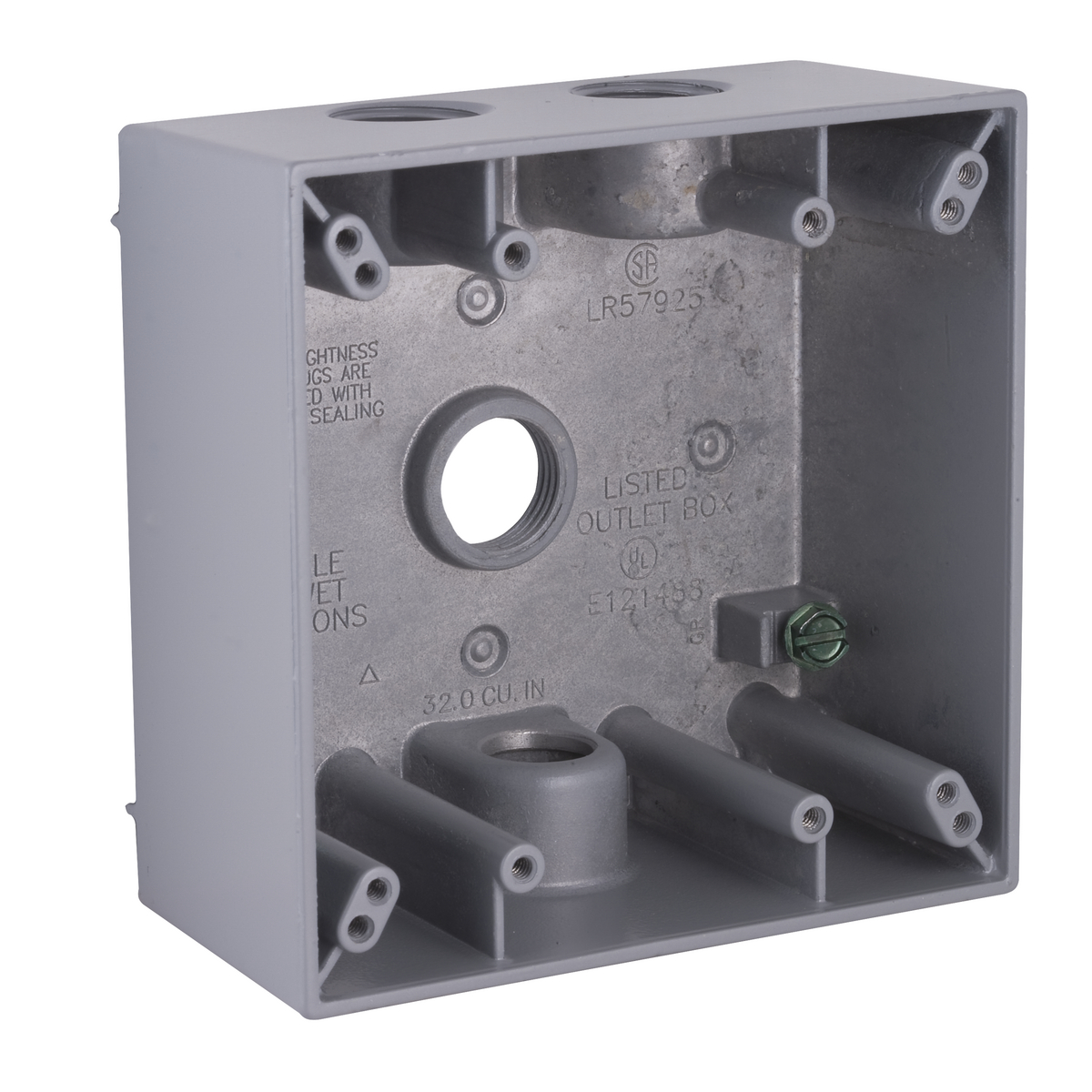 Product image for 2G WP BOX (4) 1/2 IN. OUTLETS - GRAY