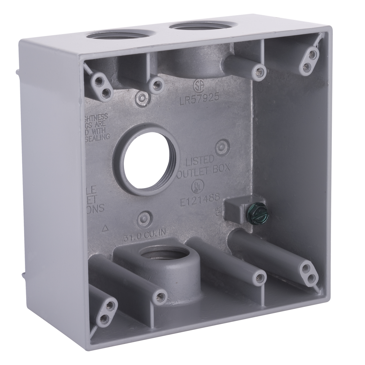 Product image for 2G WP BOX (4) 3/4 IN. OUTLETS - GRAY