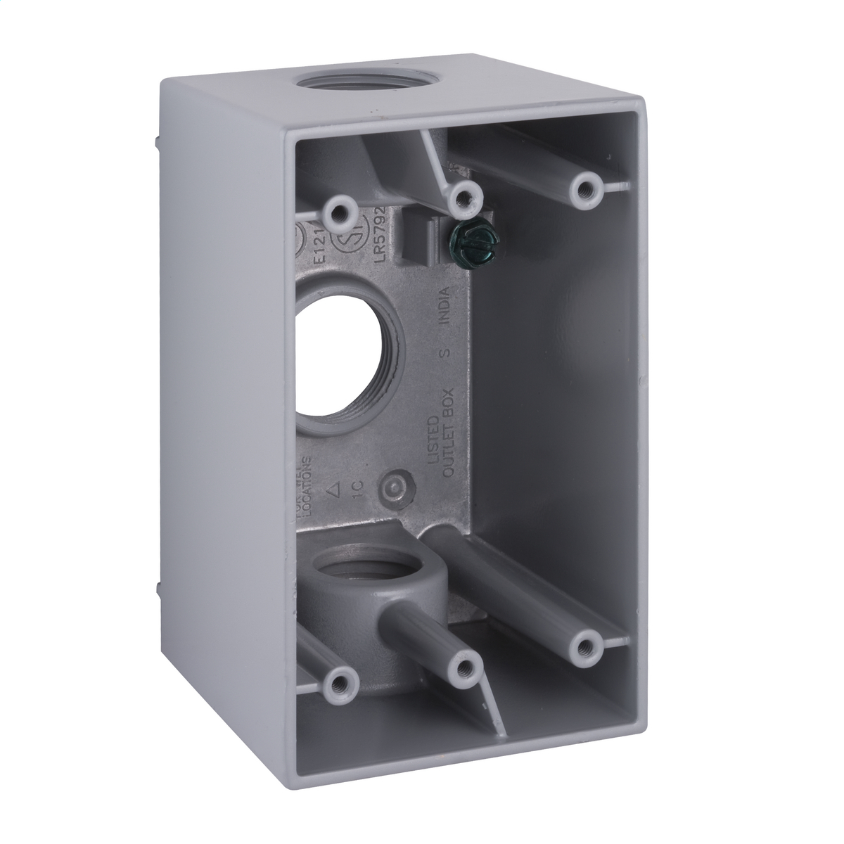 Product image for 1G WP DEEP BOX (3) 3/4 IN. OUTLETS - GRY