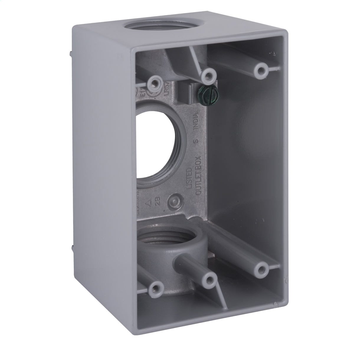 Product image for 1G WP DEEP BOX (3) 1 IN. OUTLETS - GRAY